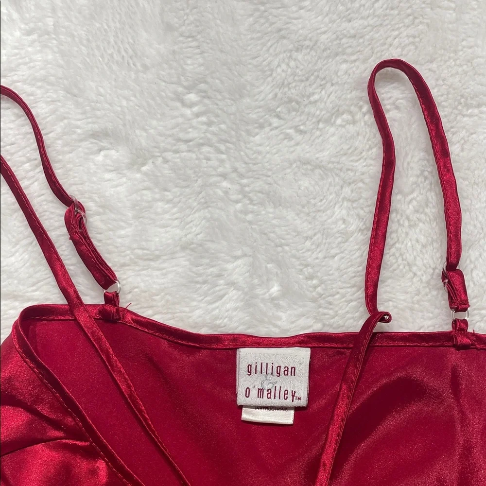 Gilligan & O'Malley Red Satin Chemise with Lace